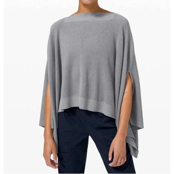 Lululemon Forward Flow Knit Poncho Cashmere Blend Women's Gray One Size O/S - Picture 1 of 4